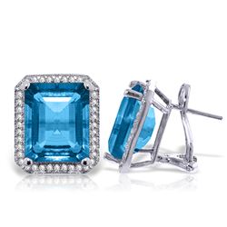 15.6 ctw Blue Topaz & Diamond Earrings Jewelry 14KT White Gold