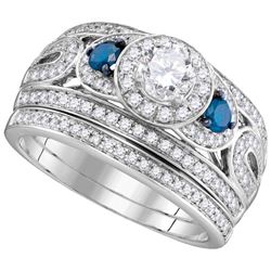 1.0CTW White and Blue Diamond Anniversary 14KT Ring White Gold