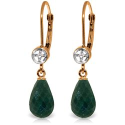 6.63 ctw Green Sapphire Corundum & Diamond Earrings Jewelry 14KT Rose Gold