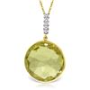 Image 1 : 17.08 ctw Lemon Quartz & Diamond Necklace Jewelry 14KT Yellow Gold