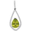 Image 1 : 0.25CT Diamond and 1.30 Peridot Anniversary 14KT Pendant White Gold