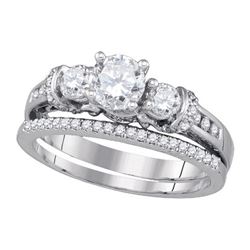 1CT Diamond Bridal 14KT Ring White Gold