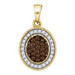 0.33CTW White and Champagne Diamond Micro-Pave 10KT Pendant Yellow Gold
