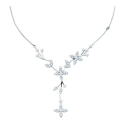 2CT Diamond Flower 14KT Necklace White Gold