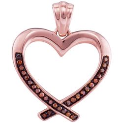 0.10CTW White and Champagne Diamond Heart 10KT Pendant Rose Gold