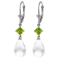11 ctw White Topaz & Peridot Earrings Jewelry 14KT White Gold