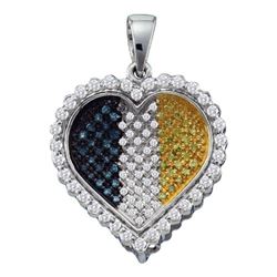 0.50CTW White and Blue Diamond Anniversary 10KT Pendant Yellow Gold