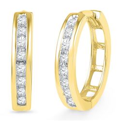 0.20CT Diamond Hoops 10KT Earrings Yellow Gold