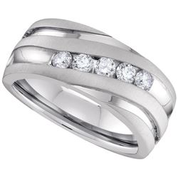 0.50CT Diamond Mens 10KT Ring White Gold