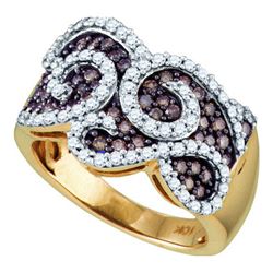 1.0CTW White and Champagne Diamond Anniversary 10KT Ring Yellow Gold