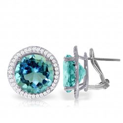 16 ctw Blue Topaz & Diamond Earrings Jewelry 14KT White Gold