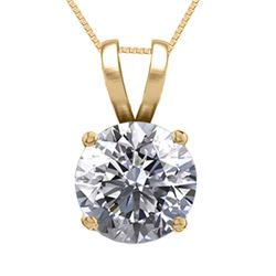 14K Yellow Gold Jewelry 0.75 ct Natural Diamond Solitaire Necklace