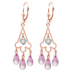 4.83 ctw Pink Topaz & Diamond Earrings Jewelry 14KT Rose Gold