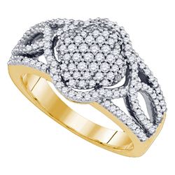 0.60CTW White and Champagne Diamond Invisible 10KT Ring Yellow Gold