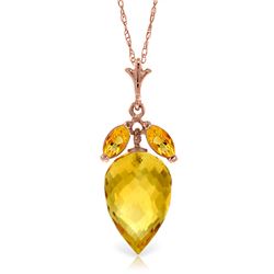 10 ctw Citrine Necklace Jewelry 14KT Rose Gold