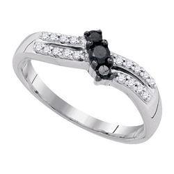 0.25CTW White and Black Diamond Anniversary 10KT Ring White Gold