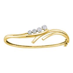 0.50CT Diamond Flower 14KT Bangle Yellow Gold