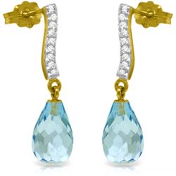 4.78 ctw Blue Topaz & Diamond Earrings Jewelry 14KT Yellow Gold