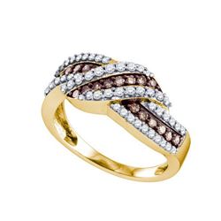 0.75CTW White and Champagne Diamond Bridal 10KT Ring Yellow Gold