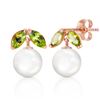 Image 1 : 4.4 ctw Pearl & Peridot Earrings Jewelry 14KT Rose Gold