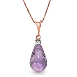 2.3 ctw Amethyst & Diamond Necklace Jewelry 14KT Rose Gold