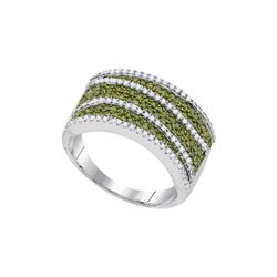 0.75CTW White and Green Diamond Anniversary 10KT Ring White Gold