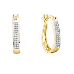 0.15CT Diamond Hoops 10KT Earrings Yellow Gold