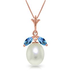 4.5 ctw Blue Topaz Necklace Jewelry 14KT Rose Gold