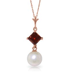 2.5 ctw Pearl & Garnet Necklace Jewelry 14KT Rose Gold