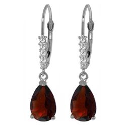 3.15 ctw Garnet & Diamond Earrings Jewelry 14KT White Gold