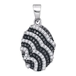 0.33CTW White and Black Diamond Micro-Pave 10KT Pendant White Gold