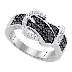 0.50CTW White and Black Diamond Anniversary 10KT Ring White Gold