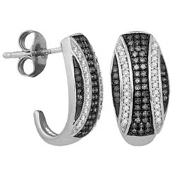 0.35CTW White and Blue Diamond Micro-Pave 10KT Earrings White Gold