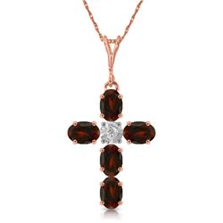1.88 ctw Garnet & Diamond Necklace Jewelry 14KT Rose Gold