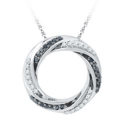 0.25CTW White and Black Diamond Anniversary 10KT Pendant White Gold