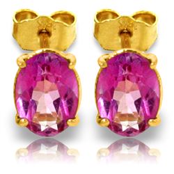 1.80 ctw Pink Topaz Earrings Jewelry 14KT Yellow Gold