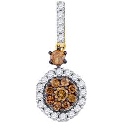 0.50CTW White and Champagne Diamond Anniversary 14KT Pendant Yellow Gold