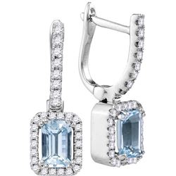 0.30CT Diamond and 0.50CT Aquamarine Anniversary 14KT Earrings White Gold