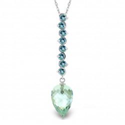 12.8 ctw Blue Topaz Necklace Jewelry 14KT White Gold