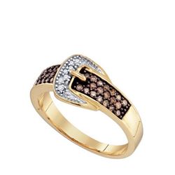 0.25CTW White and Champagne Diamond Bridal 10KT Ring Yellow Gold