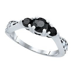 1.0CTW White and Black Diamond Micro-Pave 10KT Ring White Gold