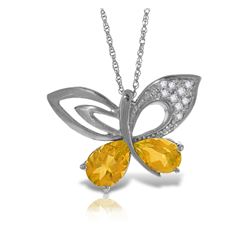 3.28 ctw Citrine & Diamond Necklace Jewelry 14KT White Gold