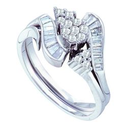 0.50CT Diamond Flower 14KT Ring White Gold