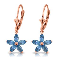 2.8 ctw Blue Topaz Earrings Jewelry 14KT Rose Gold