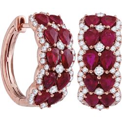 1.0CT Diamond and 3.60CT Ruby Anniversary 18KT Earrings Rose Gold
