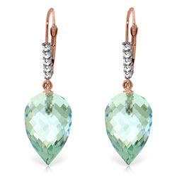 22.65 ctw Blue Topaz & Diamond Earrings Jewelry 14KT Rose Gold