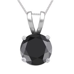 14K White Gold Jewelry 0.52 ct Black Diamond Solitaire Necklace