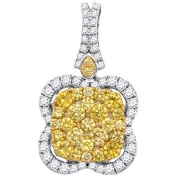 1.60CTW White and Yellow Diamond Anniversary 14KT Pendant White Gold