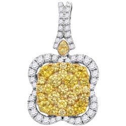 1.60CTW White and Yellow Diamond Anniversary 14KT Pendant White Gold