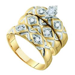 0.20CT Diamond Trio Set 10KT Ring Yellow Gold